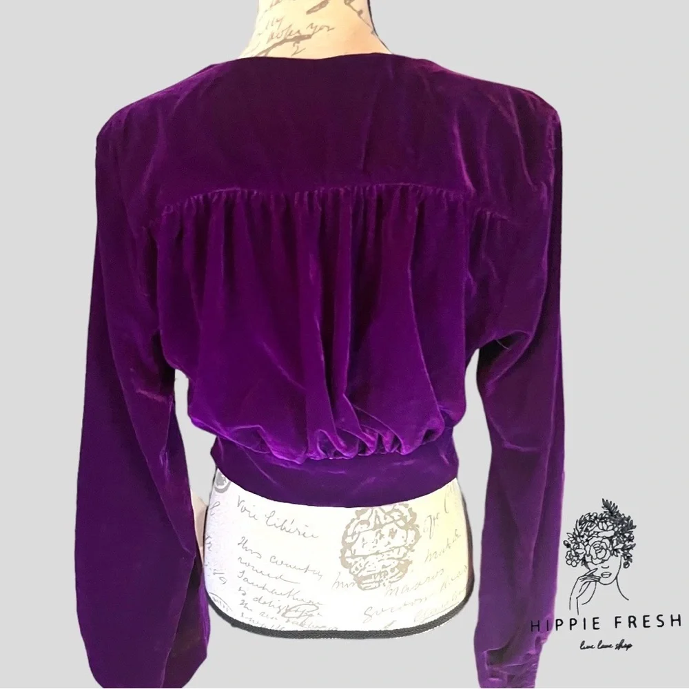 Zara Purple Velvet Blouse - Picture 5 of 8